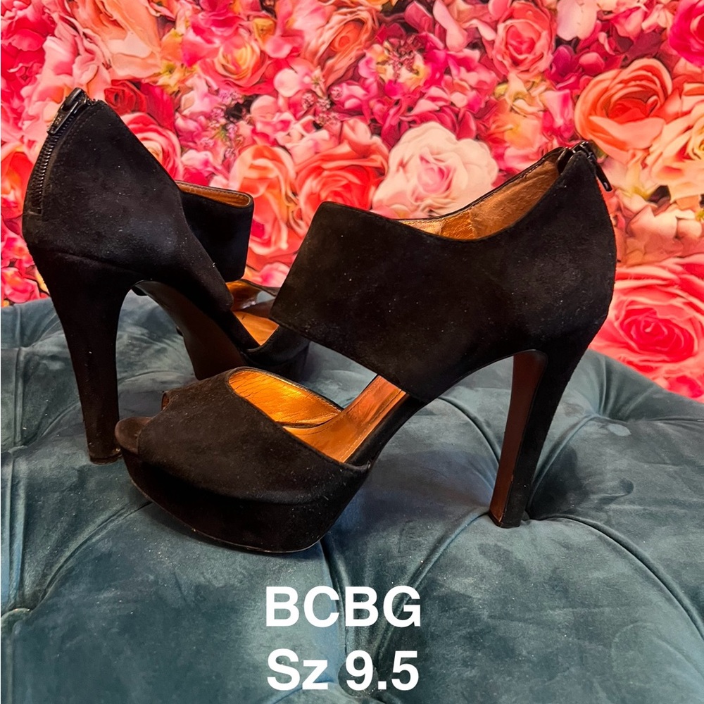 BCBG Black Stiletto Heels with Ankle Strap